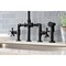 Kingston Brass KS2330NX Industrial Style Bridge Kitchen Faucet with Brass Sprayer, Matte Black KS2330NX - alternate 4